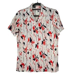 Vintage 70s Graff Californiawear Abstract Pattern Disco Short Sleeve Button